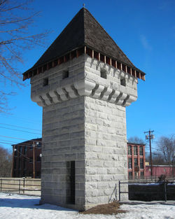 Low angle view of castle against clear blue sky