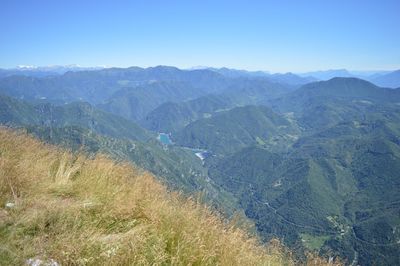 Scenic view of mountains against clear sky