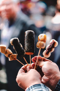 Close-up of person holding ice cream