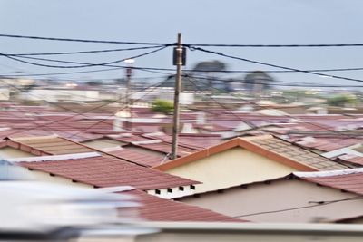 Close-up of roof of building against sky