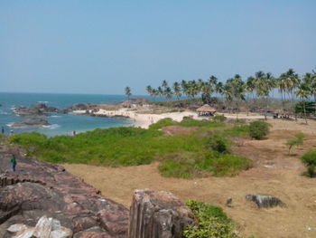 Scenic view of sea against clear sky