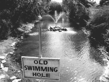 Information sign in water