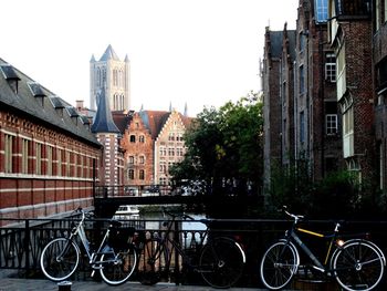 Bicycles parked in city