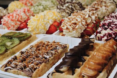 High angle view of dessert in tray