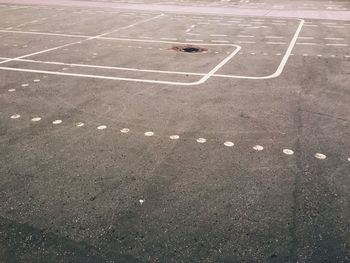 High angle view of basketball court