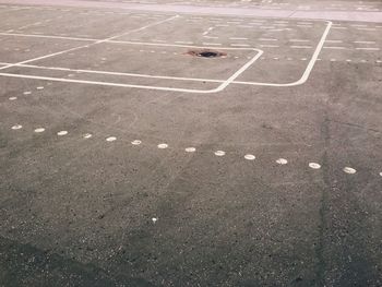 High angle view of basketball court