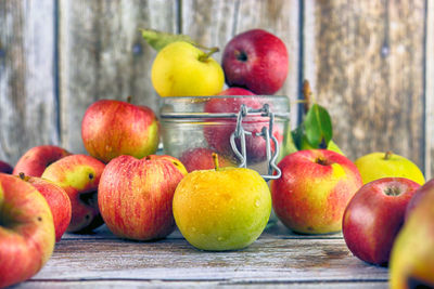 Close-up of apples on table