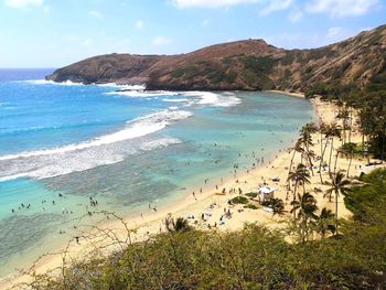 High angle view of beach against sky