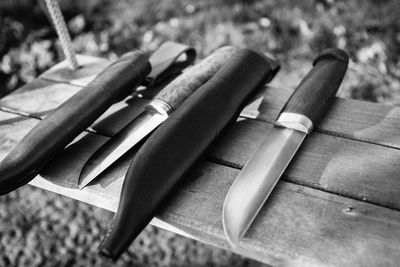 High angle view of pen on table