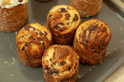 High angle view of dessert in plate on table