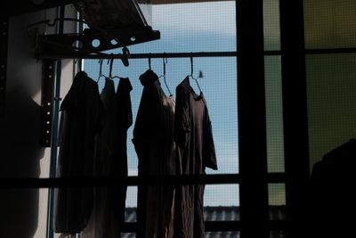 Laundry drying by window