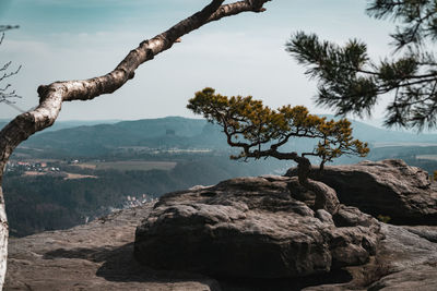 Scenic view of rocky mountains against sky