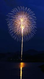 Firework display at night