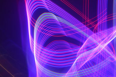 Close-up of light trails at night