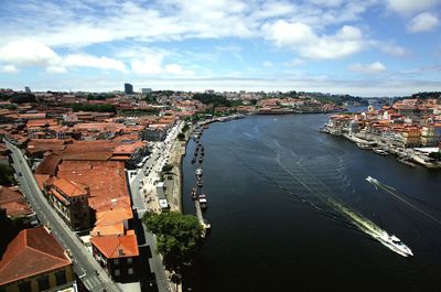 High angle view of city