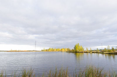 Scenic view of lake against sky