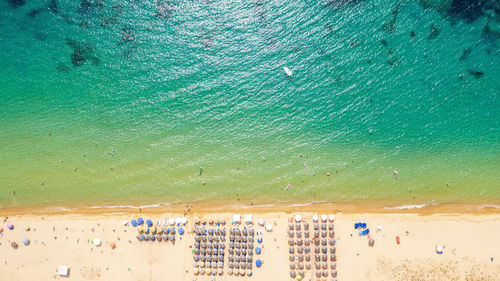 High angle view of people on beach