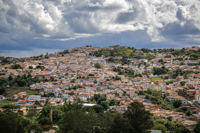 High angle view of townscape against sky