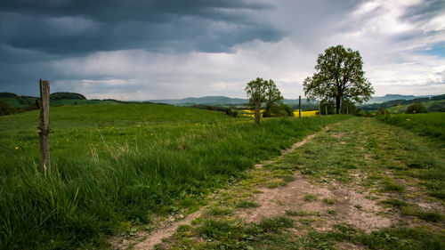 Scenic view of land against sky