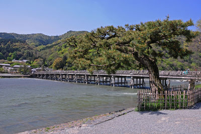 Bridge over river against sky