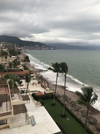 High angle view of beach against sky