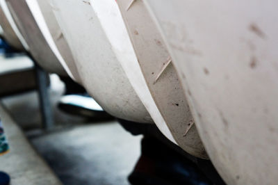High angle view of machinery on floor