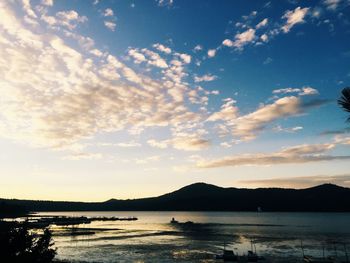 Scenic view of mountains at sunset