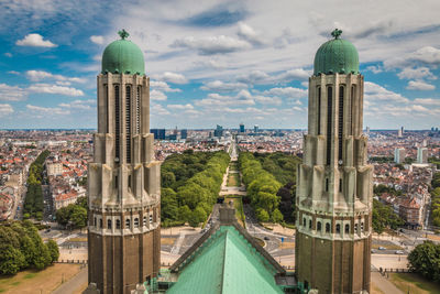 Panoramic view of buildings against sky in city