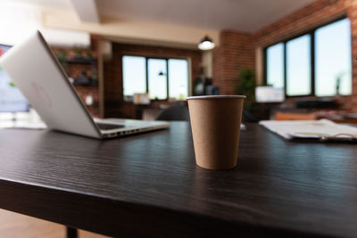 Coffee cup on table