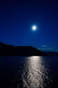 Scenic view of lake against sky at night