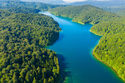 Aerial view of the plitvice lakes national park, croatia