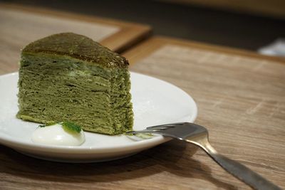 Close-up of dessert in plate on table