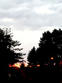 Low angle view of silhouette trees against sky at dusk