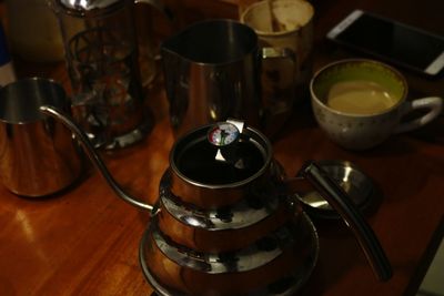 Close-up of tea cup on table