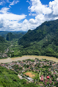 Scenic view of townscape against sky