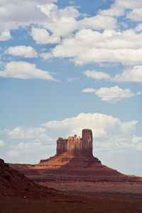 Rock formations on landscape against sky in monument valley