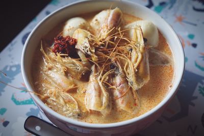 High angle view of food in bowl