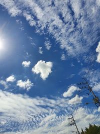 Low angle view of electricity pylon against sky