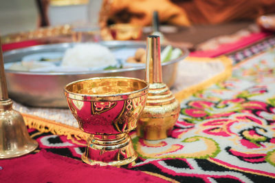 Close-up of coffee cup on table