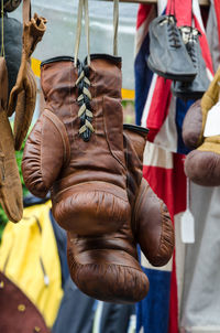 Close-up of old boxing gloves