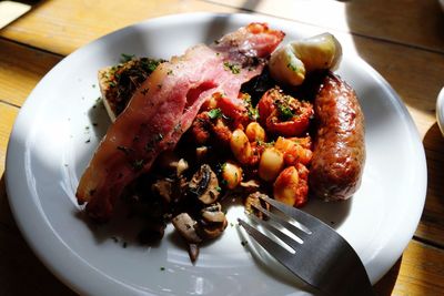 High angle view of meal served in plate