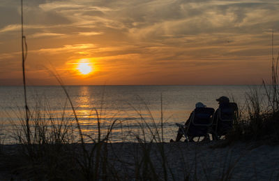 Scenic view of sea at sunset