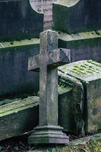 Stone cross at cemetery