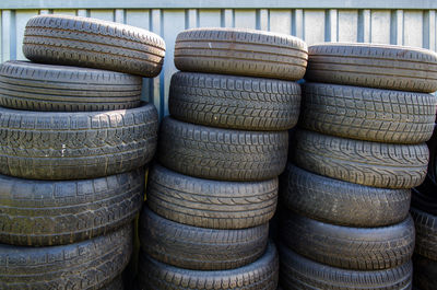 Stack of tires in garage