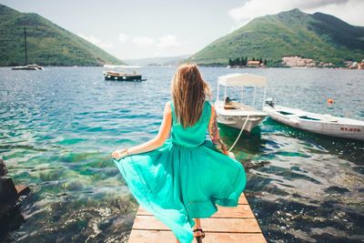 Rear view of woman looking at sea