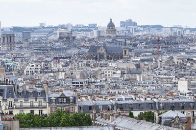 High angle view of buildings in city