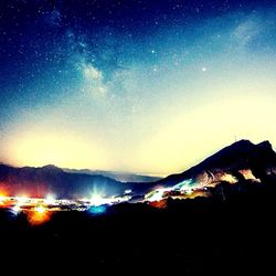 Scenic view of landscape at night