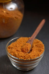 Close-up of sugar in bowl