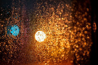 Full frame shot of raindrops on glass