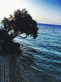 Scenic view of sea against sky at sunset